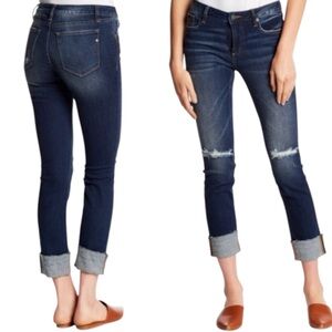 Miss Me Medium Wash Ankle Straight Distressed Released Raw Hem 28 EUC